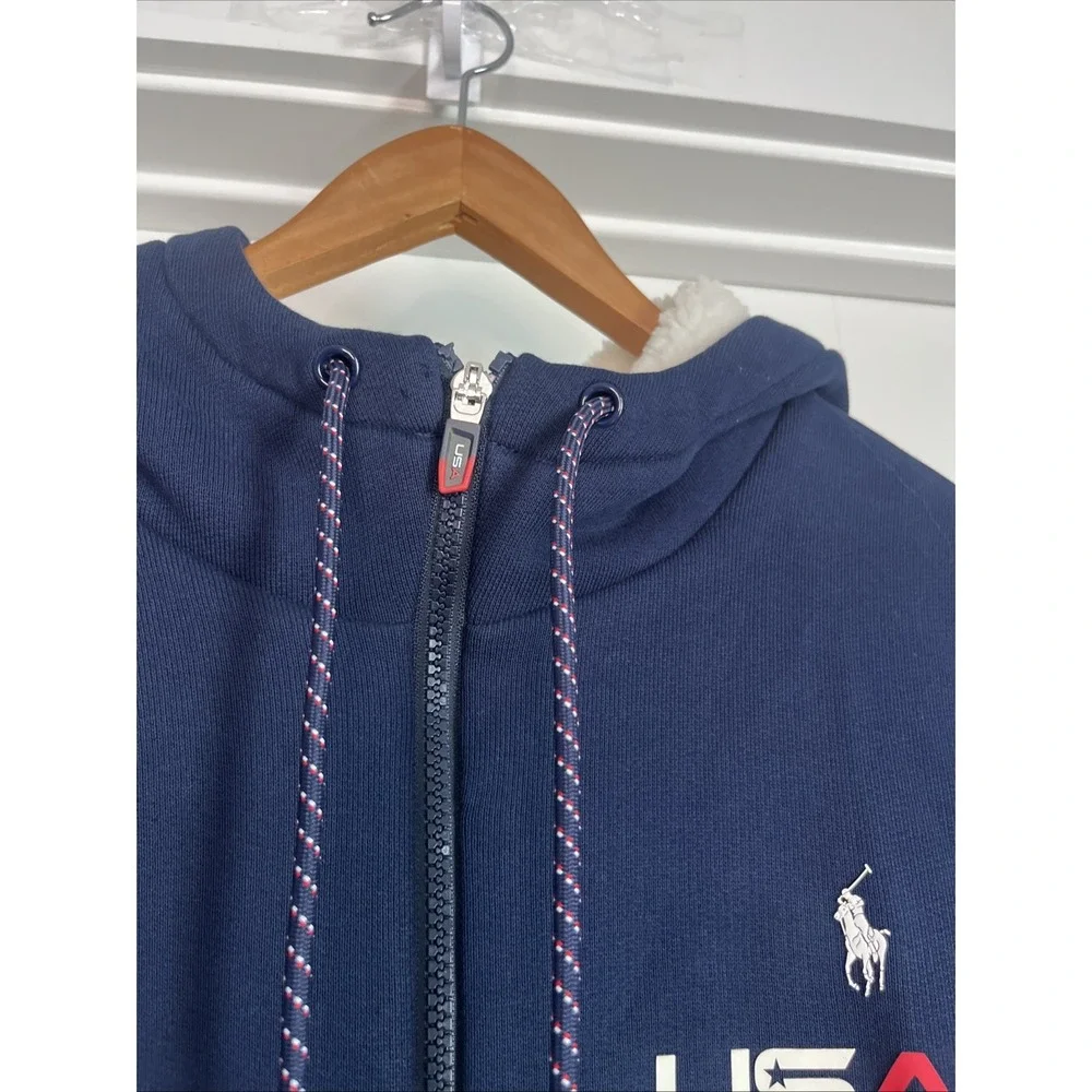 Polo Ralph Lauren Men Team USA 2026 olympics Fleece Full-Zip Hoodie L Blue USA